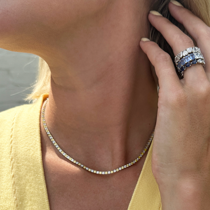 Yellow and White Lab-Grown Diamond Tennis Necklace