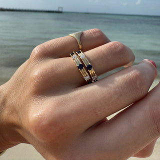 Triple Row Diamond & Gemstone Station Band  Lindsey Leigh Jewelry.
