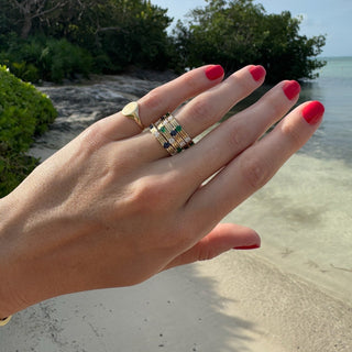 Triple Row Diamond & Gemstone Station Band  Lindsey Leigh Jewelry.

