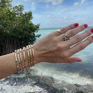 Triple Row Diamond & Gemstone Station Bangle  Lindsey Leigh Jewelry.
