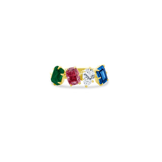 Jumbo Gemstone & Diamond Multi Shape Eagle Prong Band
