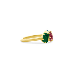 Jumbo Gemstone & Diamond Multi Shape Eagle Prong Band Side
