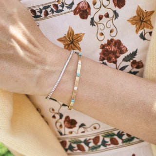 Triple Row Diamond & Gemstone Station Bangle  Lindsey Leigh Jewelry.
