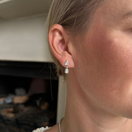Lab-grown Dainty Pear Dangle Earrings Lifestyle