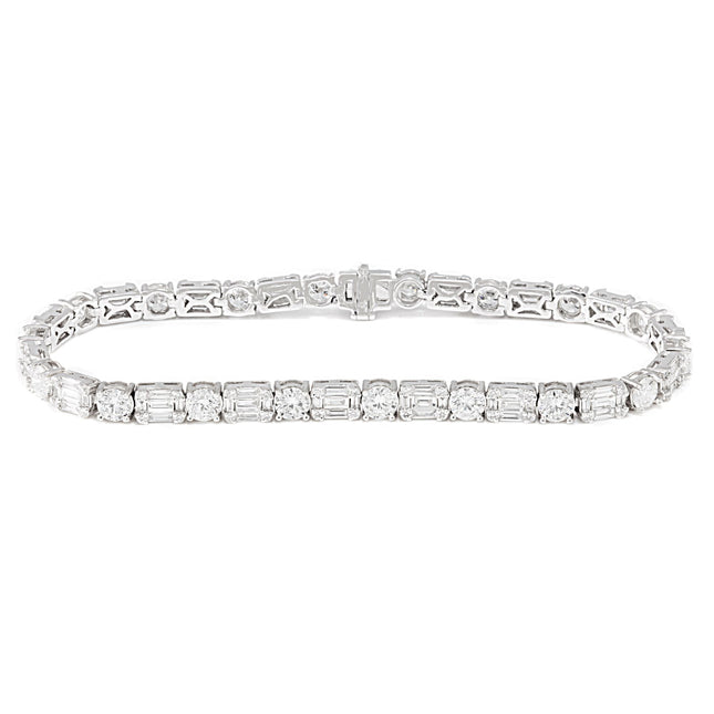 Lab Grown Alternating Round Mosaic Tennis Bracelet