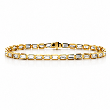 Lab Grown Bezel Set Emerald Cut Tennis Bracelet - Lindsey Leigh Jewelry