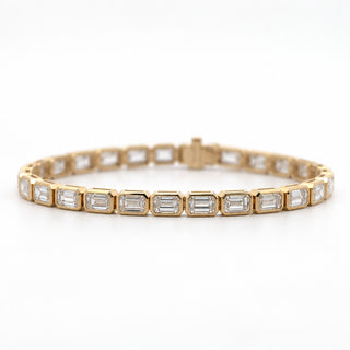 Lab Grown Emerald Cut Bezel Set Tennis Bracelet
