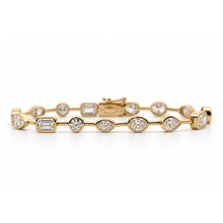 Lab Grown Fancy Shape Gold Bar Bezel Bracelet
