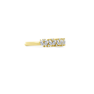 Lindsey Leigh Jewelry Alternating Marquise and Round Diamond Cluster Band Side

