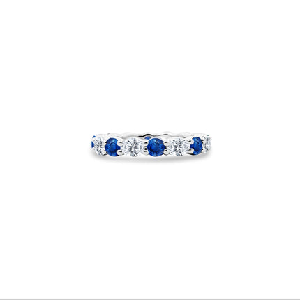 Lindsey Leigh Jewelry Alternating Oval Diamond and Blue Sapphire Band