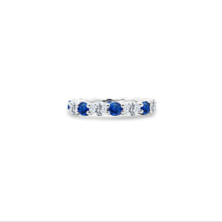 Lindsey Leigh Jewelry Alternating Oval Diamond and Blue Sapphire Band
