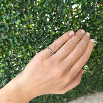 Lindsey Leigh Jewelry Alternating Oval Diamond and Blue Sapphire Band Lifestyle