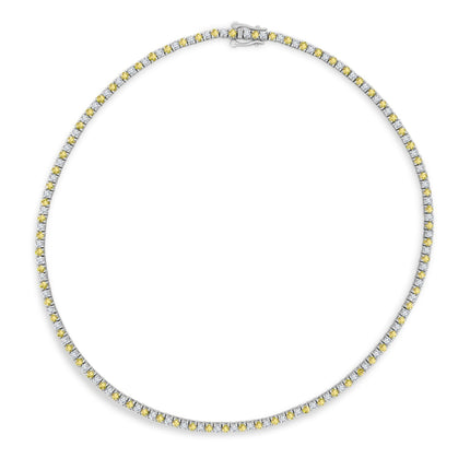 Lindsey Leigh Jewelry Alternating Yellow and White Diamond Lab Tennis Necklace