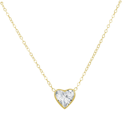 Bezel Diamond Heart Solitaire Necklace  Lindsey Leigh Jewelry.
