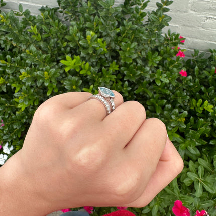 Lindsey Leigh Jewelry Blue Topaz & Diamond Wrap Ring Lifestyle 2