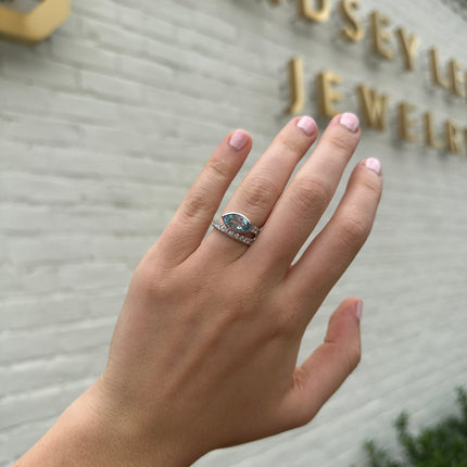 Lindsey Leigh Jewelry Blue Topaz & Diamond Wrap Ring Lifestyle 3