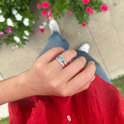 Lindsey Leigh Jewelry Blue Topaz & Diamond Wrap Ring Lifestyle 6