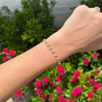 Diamond Personalized Name Bracelet – Lindsey Leigh Jewelry
