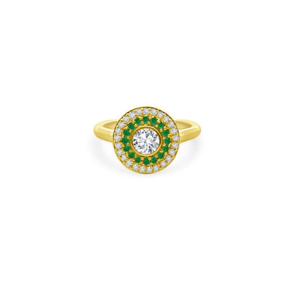 Lindsey Leigh Jewelry Diamond Ring With Emerald and Diamond Halo