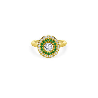 Lindsey Leigh Jewelry Diamond Ring With Emerald and Diamond Halo
