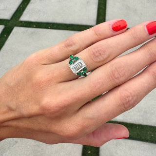 Emerald Cut With Emerald Side Stones  Lindsey Leigh Jewelry.
