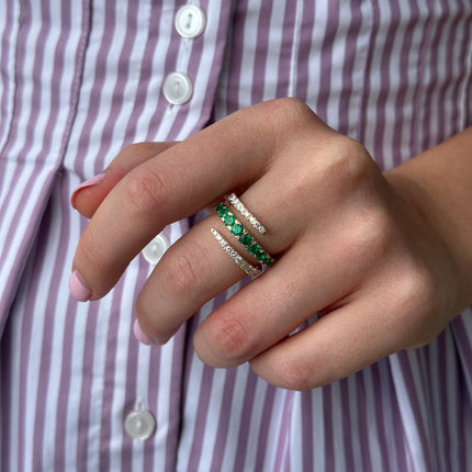 Lindsey Leigh Jewelry Emerald & Diamond Wrap Ring Lifestyle 2