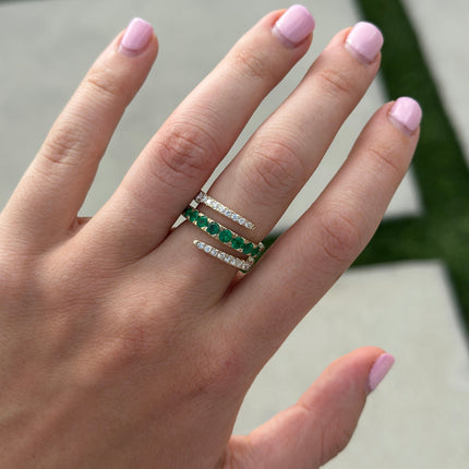 Lindsey Leigh Jewelry Emerald & Diamond Wrap Ring Lifestyle 3