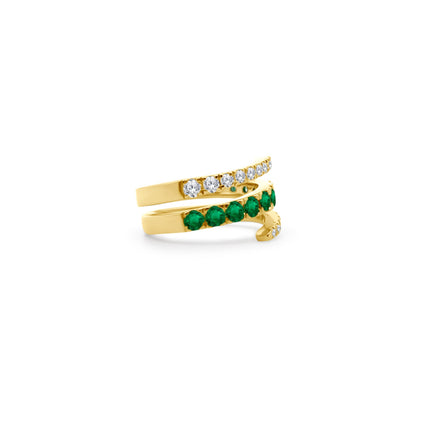 Lindsey Leigh Jewelry Emerald & Diamond Wrap Ring Side