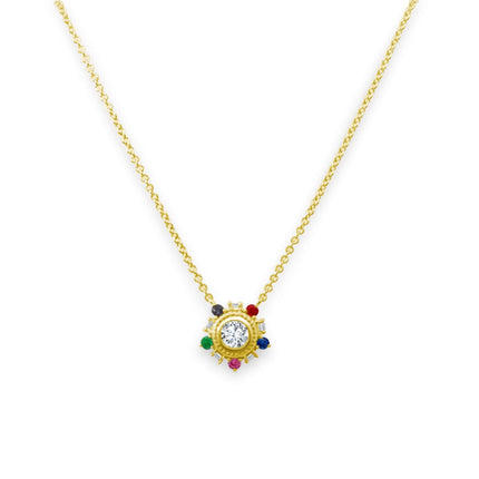 Lindsey Leigh Jewelry Gemstone & Diamond Sunburst Necklace