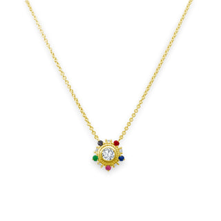 Lindsey Leigh Jewelry Gemstone & Diamond Sunburst Necklace

