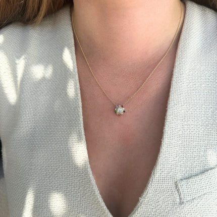 Lindsey Leigh Jewelry Gemstone & Diamond Sunburst Necklace Lifestyle
