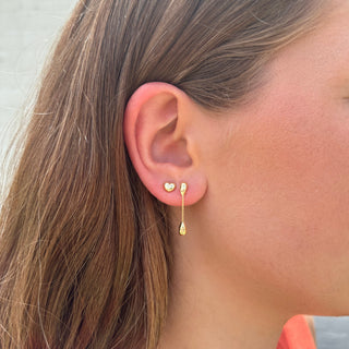 Lindsey Leigh Jewelry Gold Drop Chain Earrings Lifestyle 2
