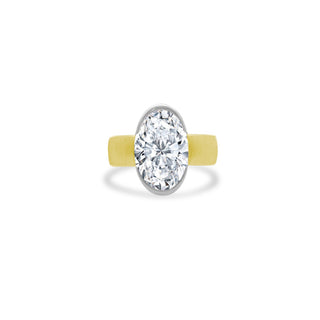 Half Bezel Oval Diamond On Brushed Band  Lindsey Leigh Jewelry.

