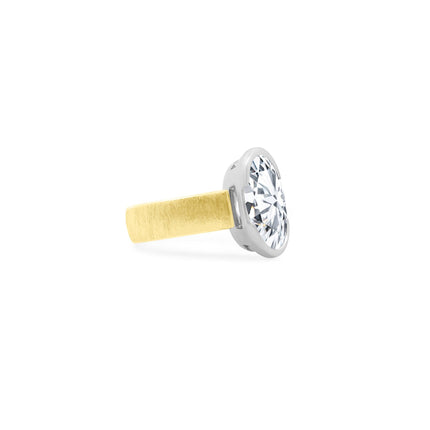 Half Bezel Oval Diamond On Brushed Band  Lindsey Leigh Jewelry.
