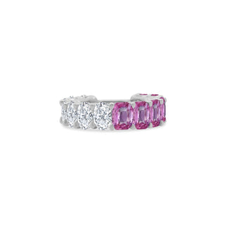 Half Emerald Cut Gemstone and Oval Cut Diamond Band  Lindsey Leigh Jewelry.
