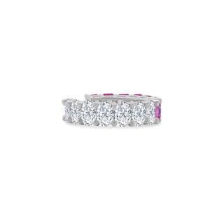 Half Emerald Cut Gemstone and Oval Cut Diamond Band  Lindsey Leigh Jewelry.
