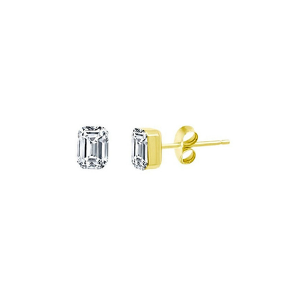 Lindsey Leigh Jewelry Invisible Emerald Cut Diamond Studs