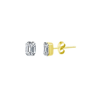 Lindsey Leigh Jewelry Invisible Emerald Cut Diamond Studs
