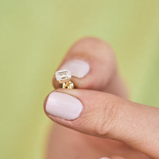 Lindsey Leigh Jewelry Invisible Emerald Cut Diamond Studs Lifestyle 4
