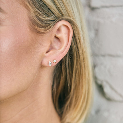 Lindsey Leigh Jewelry Invisible Marquise Diamond Studs Lifestyle 1