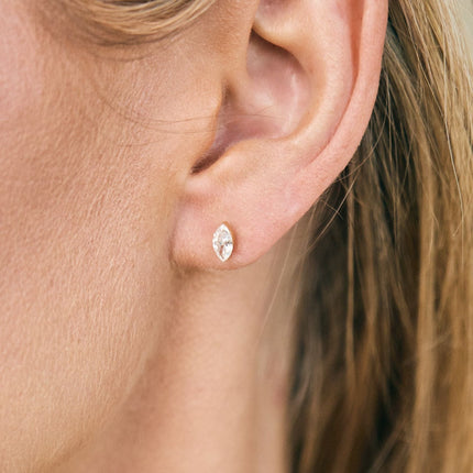 Lindsey Leigh Jewelry Invisible Marquise Diamond Studs Lifestyle 2