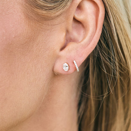 Lindsey Leigh Jewelry Invisible Oval Diamond Studs Lifestyle 2