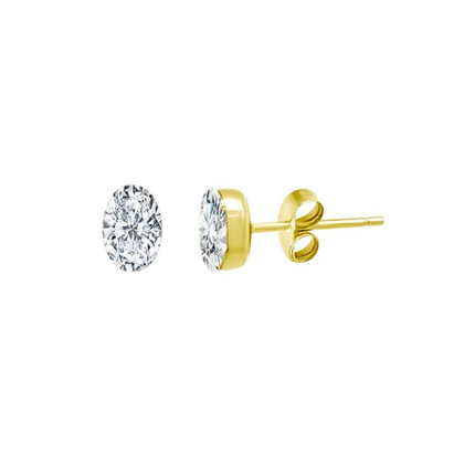 Lindsey Leigh Jewelry Invisible Oval Diamond Studs