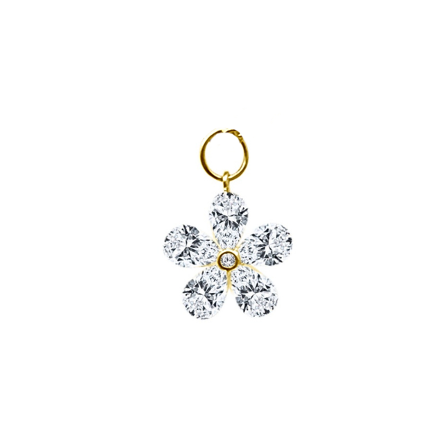 Lindsey Leigh Jewelry Invisible Pear Diamond Flower Charm