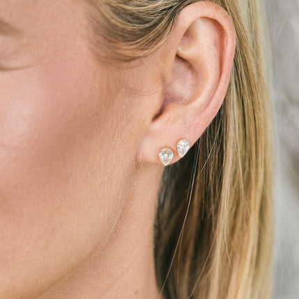 Lindsey Leigh Jewelry Invisible Pear Diamond Studs Lifestyle 3