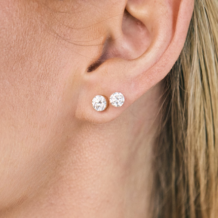 Lindsey Leigh Jewelry Invisible Round Diamond Studs
