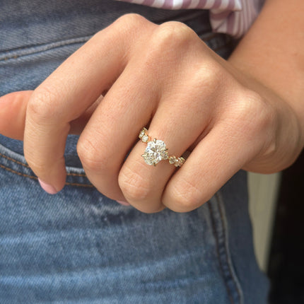 Lindsey Leigh Jewelry Lindsey Leigh Jewelry Oval Cut Solitaire on Round Diamond Band Lifestyle