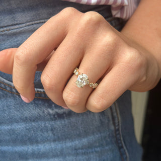 Lindsey Leigh Jewelry Lindsey Leigh Jewelry Oval Cut Solitaire on Round Diamond Band Lifestyle
