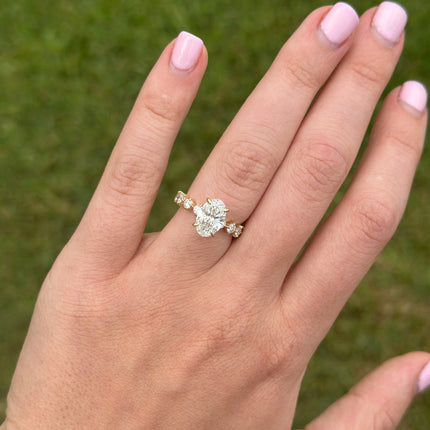 Lindsey Leigh Jewelry Lindsey Leigh Jewelry Oval Cut Solitaire on Round Diamond Band Lifestyle 2