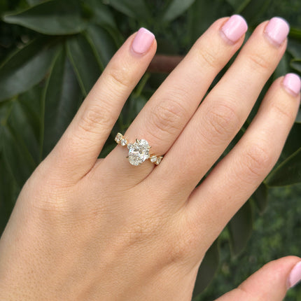 Lindsey Leigh Jewelry Lindsey Leigh Jewelry Oval Cut Solitaire on Round Diamond Band Lifestyle 3